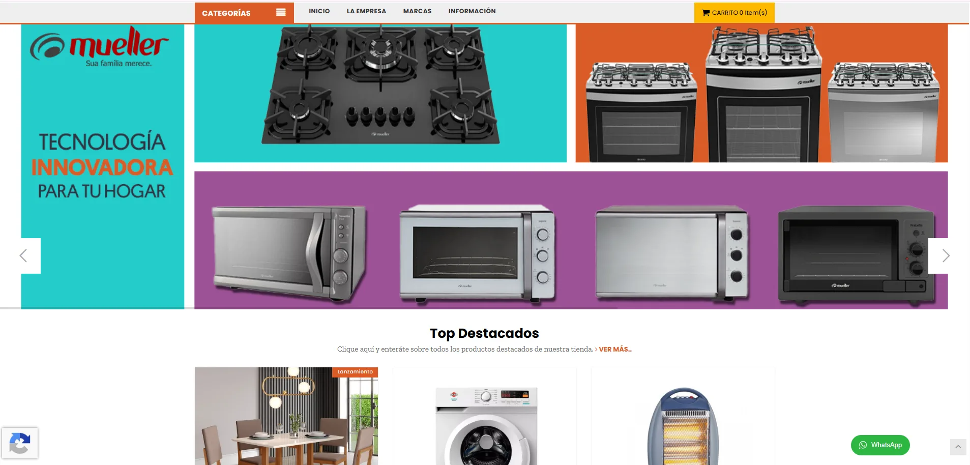 Tienda de MaxTiendas con la insignia de reCAPTCHA visible en la esquina inferior izquierda.